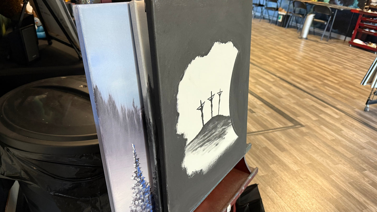 16x20" Color Your Own Canvas - Resurrection Three Crosses