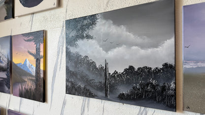 Painting #2456 - 18x24" Canvas - Black and White Meadow painted 5-24-26
