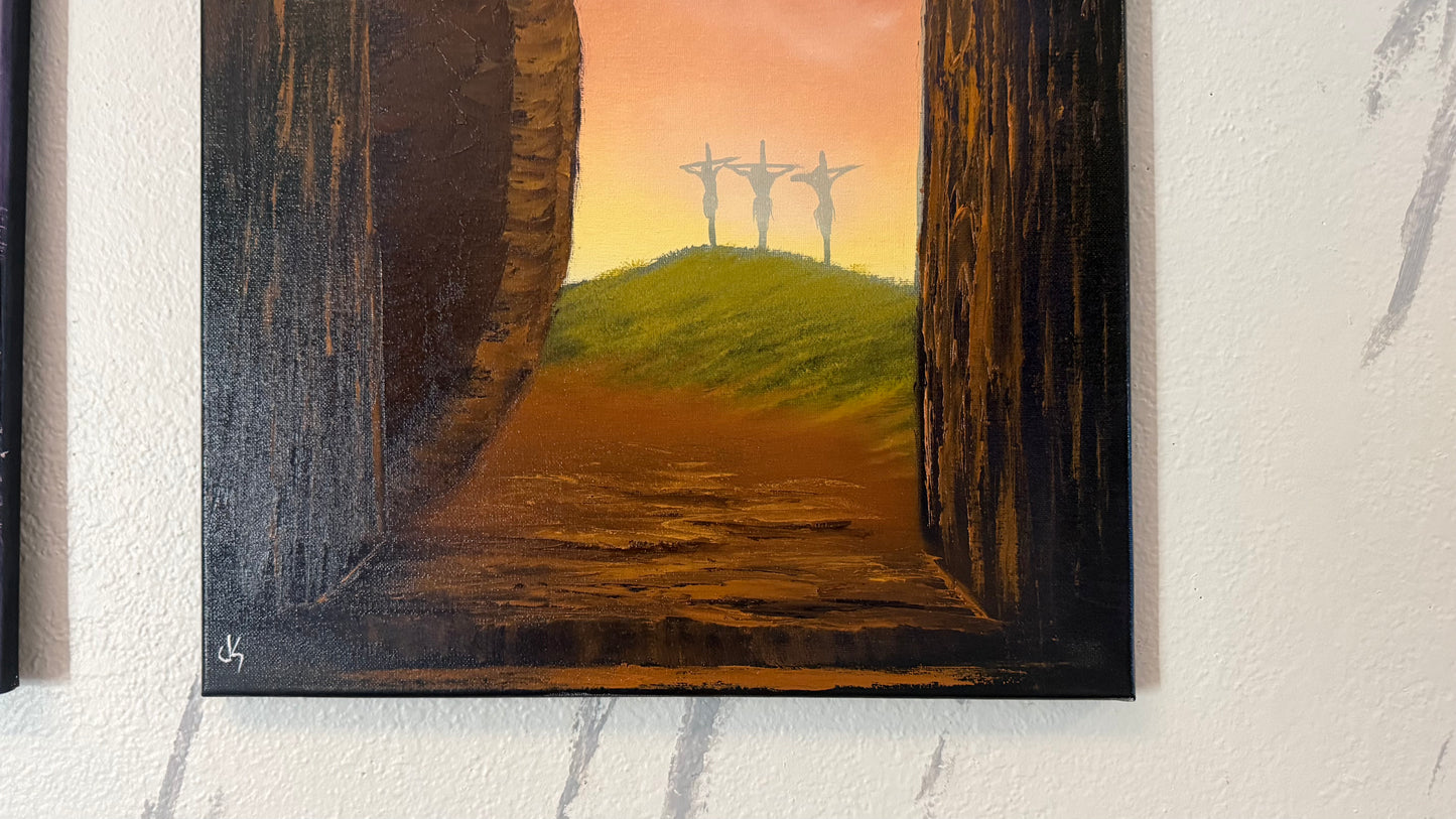 Painting #2367 - 16x20" Canvas - Easter Tomb painted 4-2-26