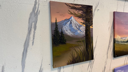 Painting #2354 - 16x20" Canvas - Mountains River Landscape painted 3-24-26