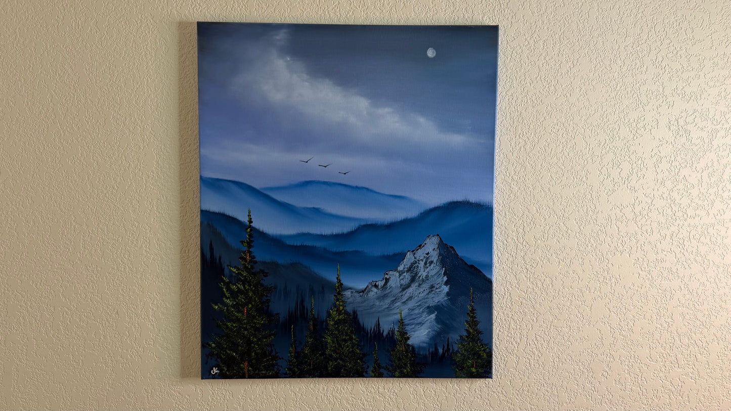 Painting #2514 - 20x24" Canvas - Rolling Hills Mountain Landscape painted 7-13-26