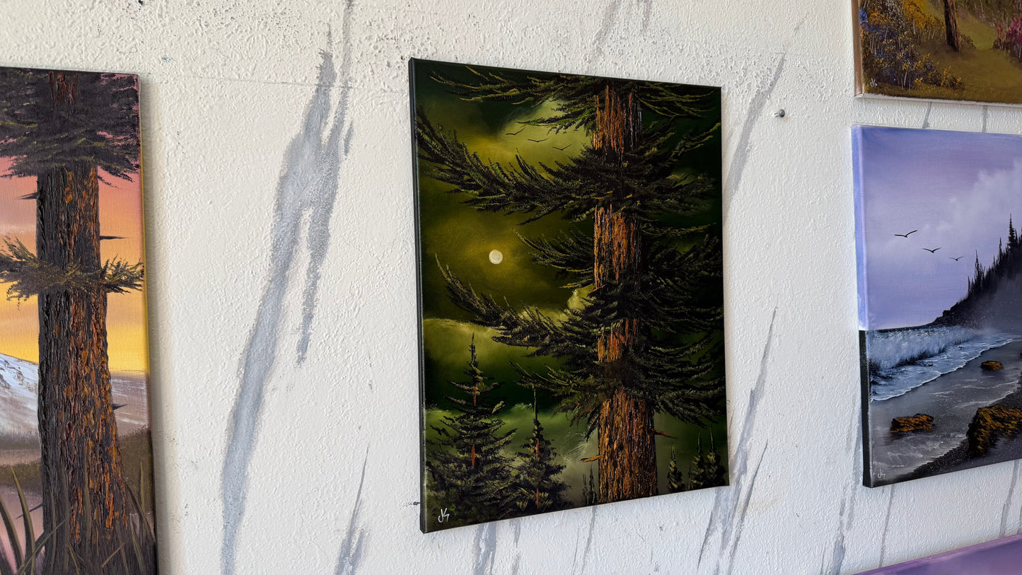 Painting #2470 - 16x20" Canvas - Forest Moon Landscape painted 5-31-26