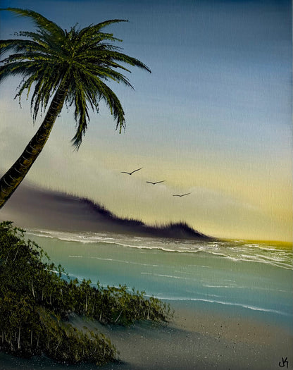 Painting #2515 - 16x20" Canvas - Sunset Seascape painted 7-13-26
