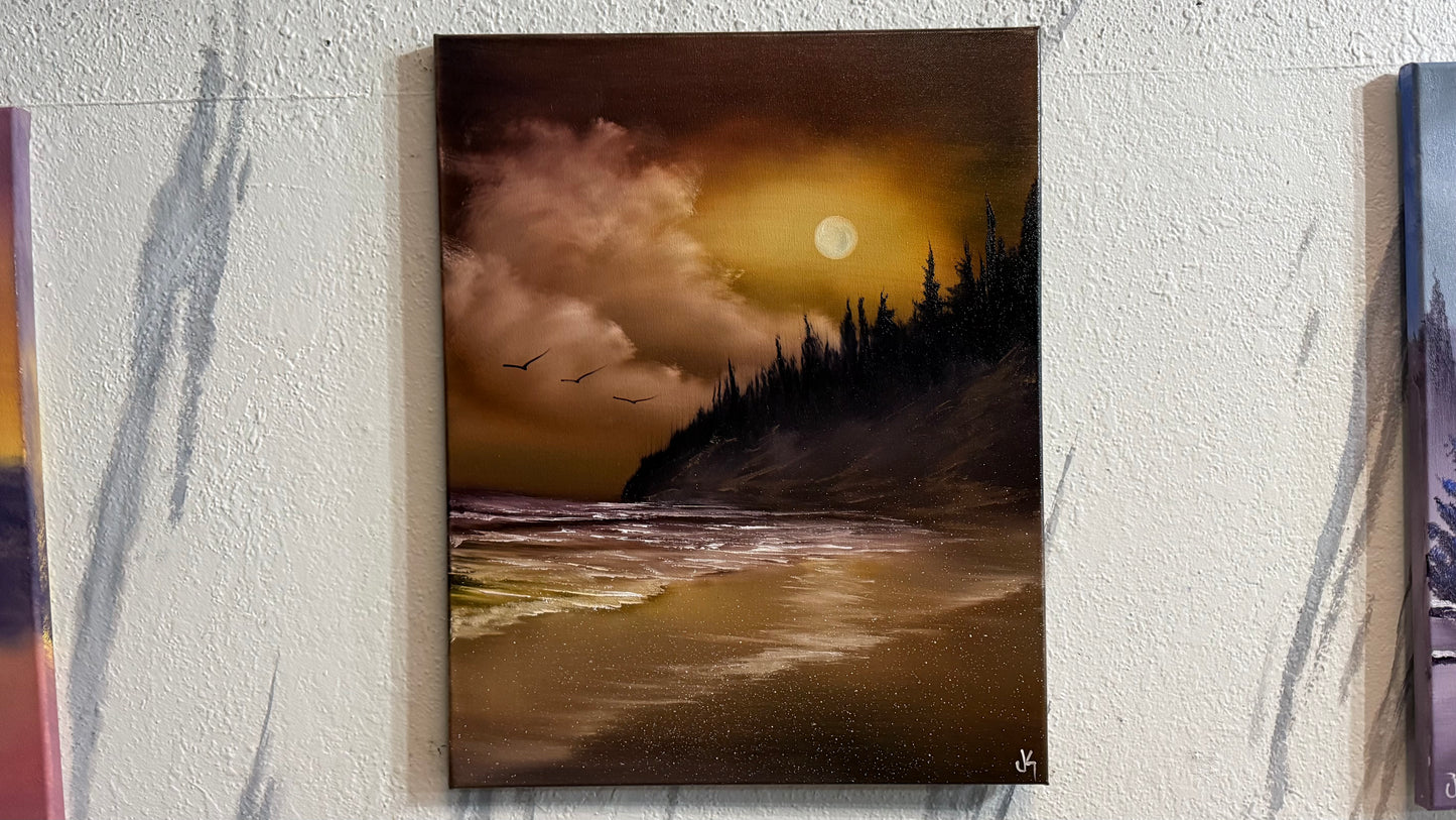 Painting #2227 - 16x20" Canvas - Golden Shores painted 1-8-26