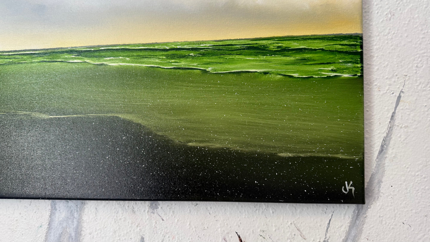Painting #2472 - 16x20" Canvas - Sunrise Seascape painted 6-1-26