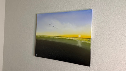 Painting #2507 - 16x20" Canvas - Sunset Seascape painted 7-9-26