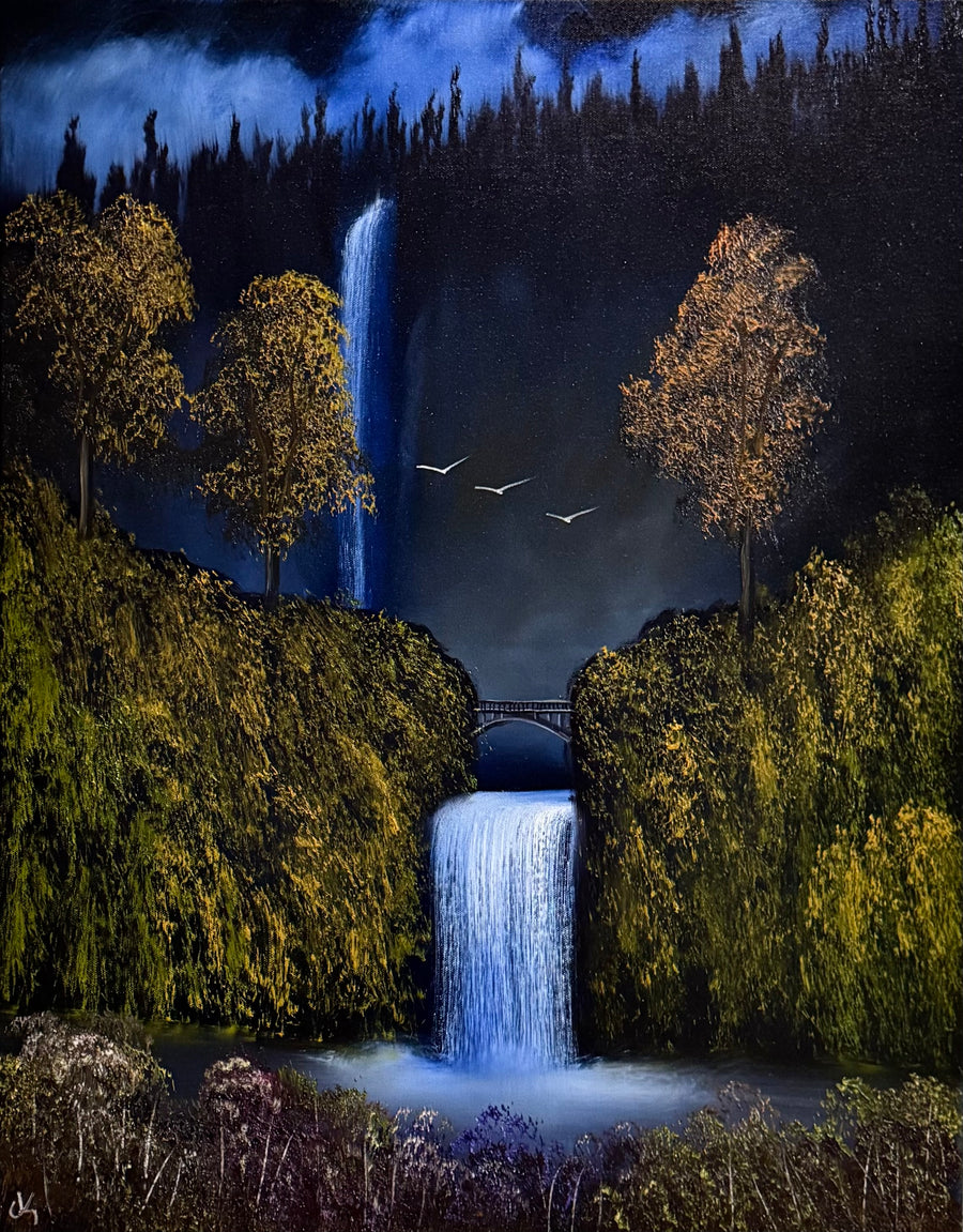 Painting #2344 - 22x28" Canvas - Multnomah Falls painted 3-19-26