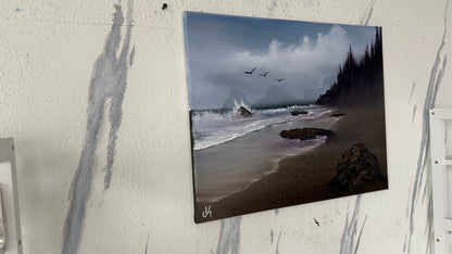 Painting #2097 - 16x20" Canvas - Oregon Waves Seascape painted 10-11-25