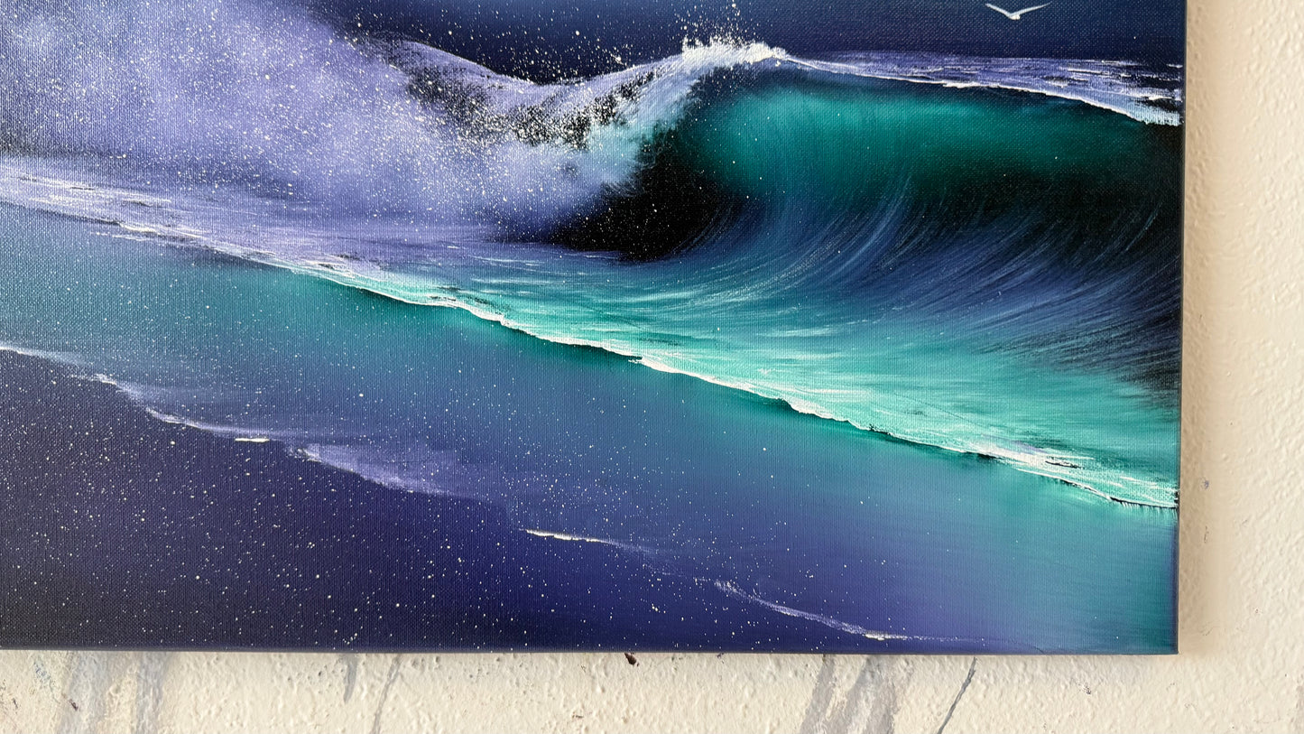 Painting #2119 - 18x24" Canvas - Crashing Wave Seascape painted 10-25-25