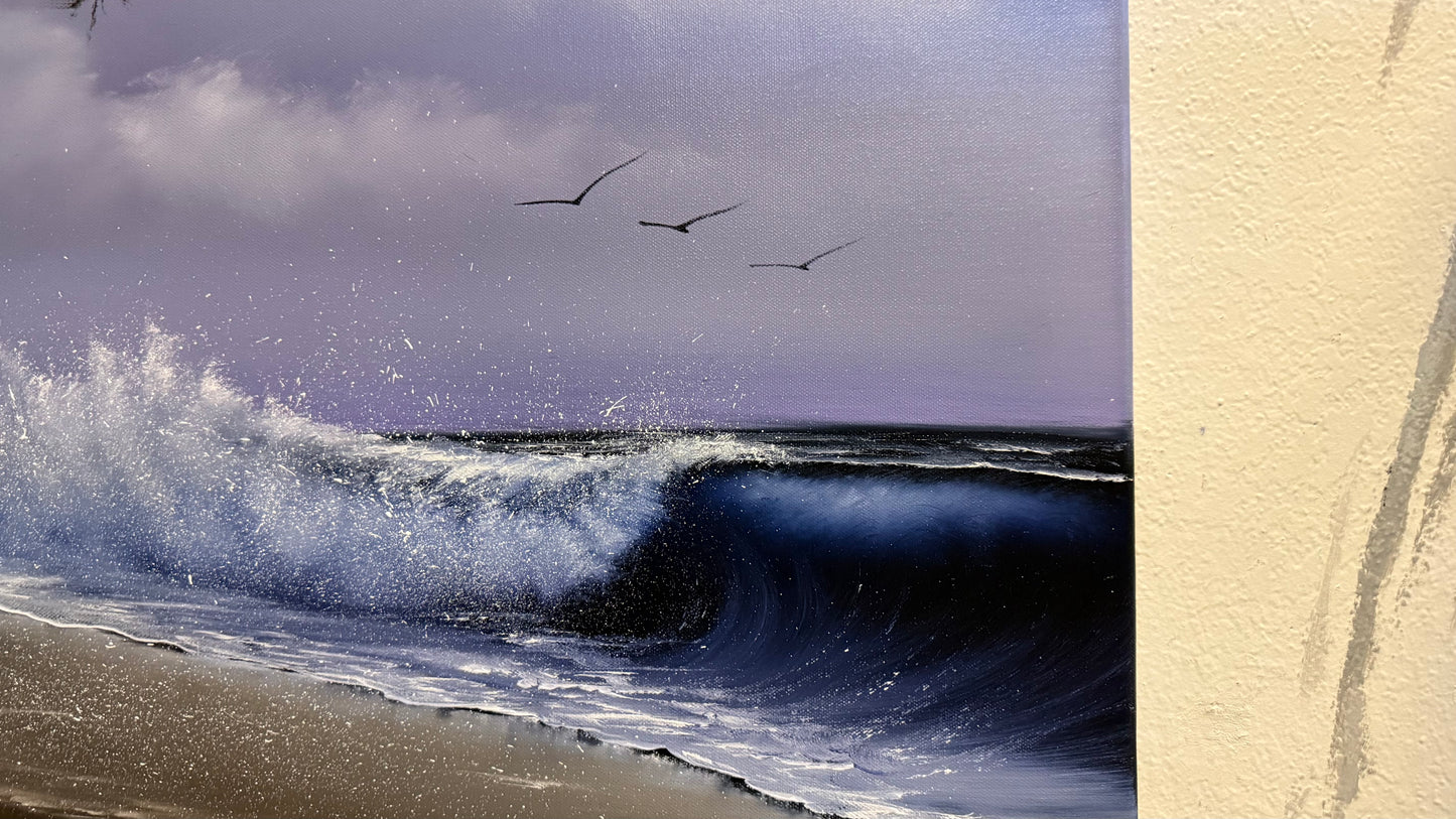 Painting #2177 - 22x28" Canvas - "WHISPERS OF THE TEMPEST SHORE" Seascape painted 12-8-25
