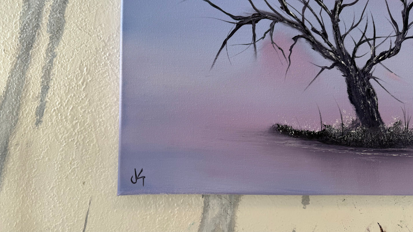 Painting #2179 - 16x20" Canvas - Solitary Tree Landscape painted 12-10-25