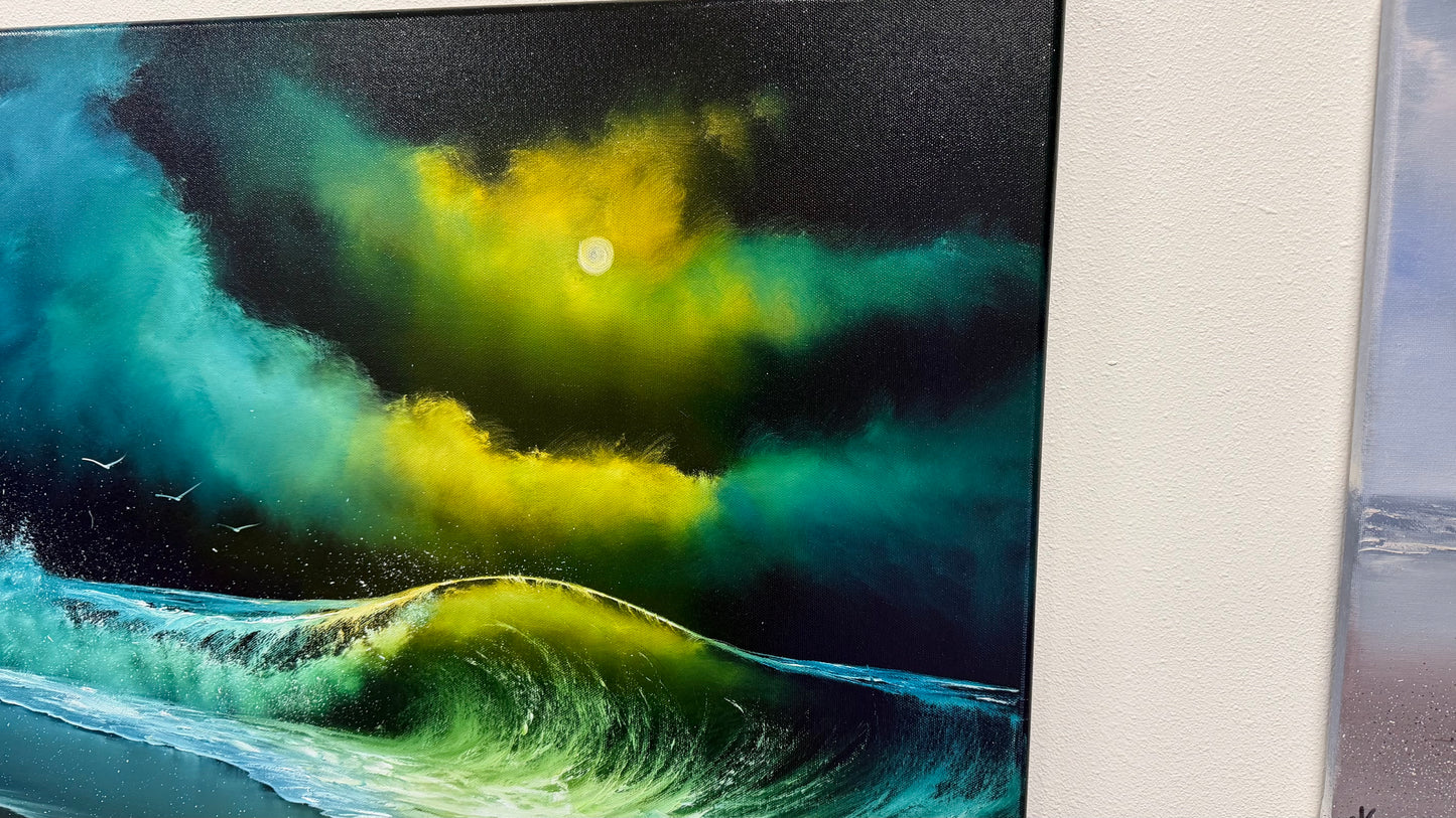 Painting #2550 - 24x30" Canvas - Crashing Waves Seascape painted 8-14-26