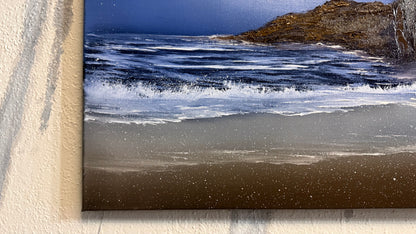 Painting #2237 - 16x20" Canvas - Coastal Waterfall Seascape painted 1-15-26