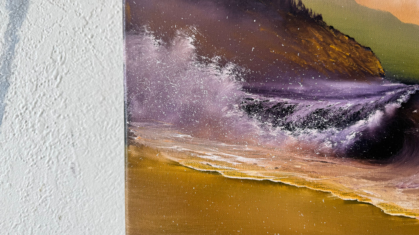 Painting #2462 - 16x20" Canvas - Sunset Oregon Coast painted 5-28-26