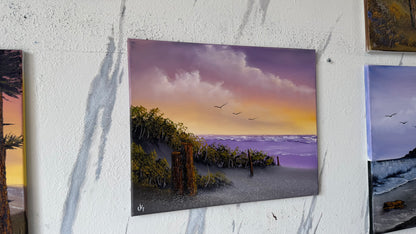 Painting #2479 - 16x20" Canvas - East Coast Sunset Seascape painted 6-6-26