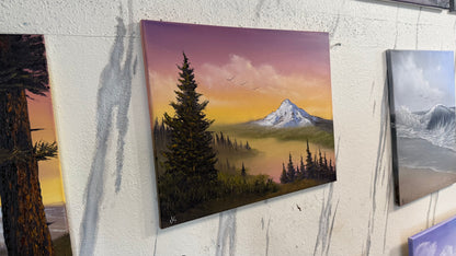 Painting #2399 - 16x20" Canvas - Mt Hood Columbia River Landscape painted 4-19-26