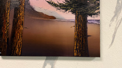 Painting #2373 - 16x20" Canvas - Sunset Oregon Seascape painted 4-4-26