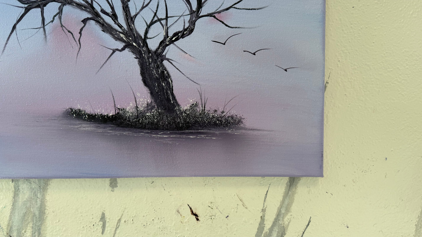 Painting #2179 - 16x20" Canvas - Solitary Tree Landscape painted 12-10-25