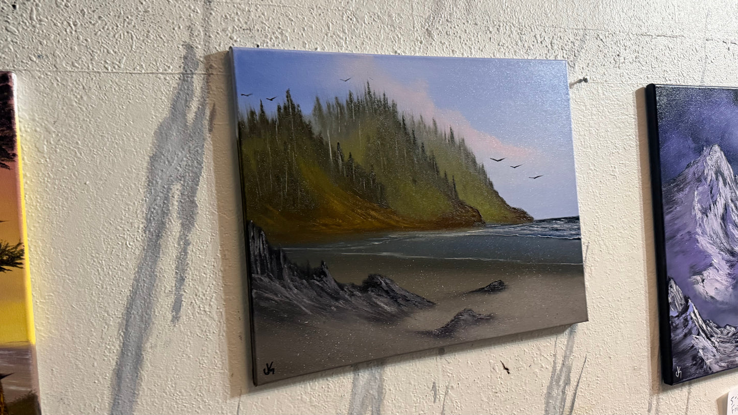 Painting #2441 - 16x20" Canvas - Oregon Coast Seascape painted 5-16-26