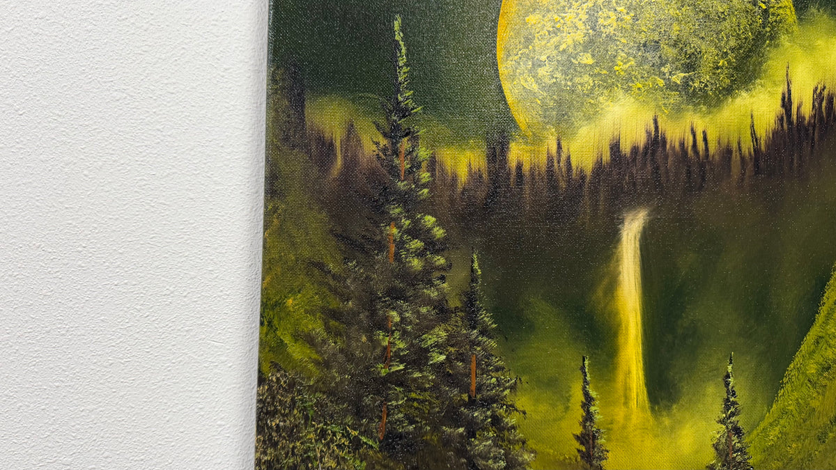 Painting #2585 - 16x20" Canvas - Full Moon Canyon Waterfall painted 9-5-26