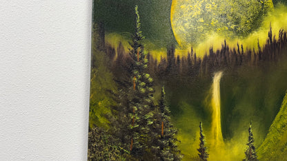 Painting #2585 - 16x20" Canvas - Full Moon Canyon Waterfall painted 9-5-26
