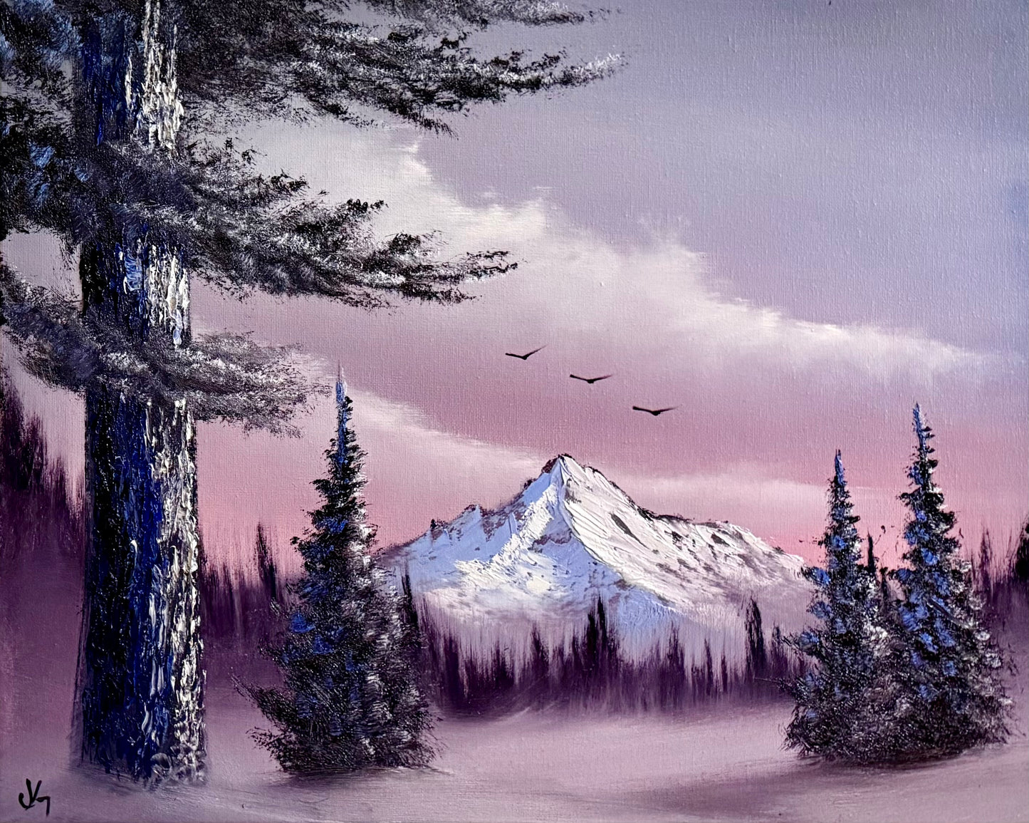 Painting #2453 - 16x20" Canvas - Sunrise Winter Landscape painted 5-22-26