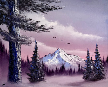 Painting #2453 - 16x20" Canvas - Sunrise Winter Landscape painted 5-22-26