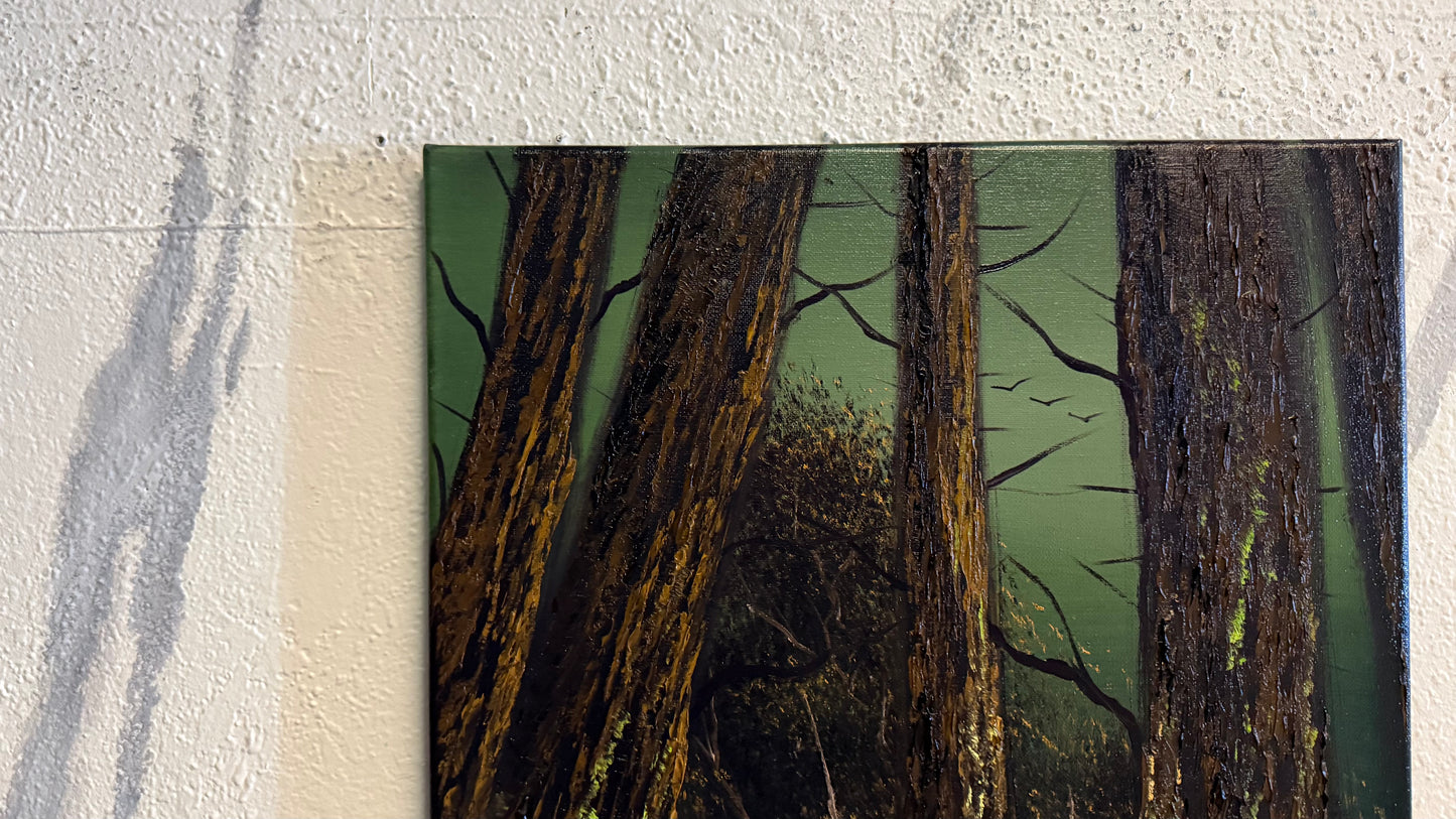Painting #2303 - 16x20" Canvas - Night Deep Forest painted 2-23-26