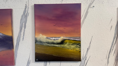 Painting #2294 - 16x20" Canvas - Sunset Seascape painted 2-20-26