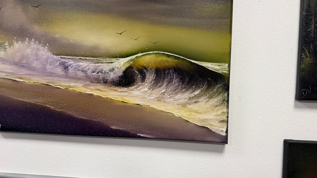 Painting #2655 - 20x24" Canvas - Crashing Wave Seascape painted 10-18-26