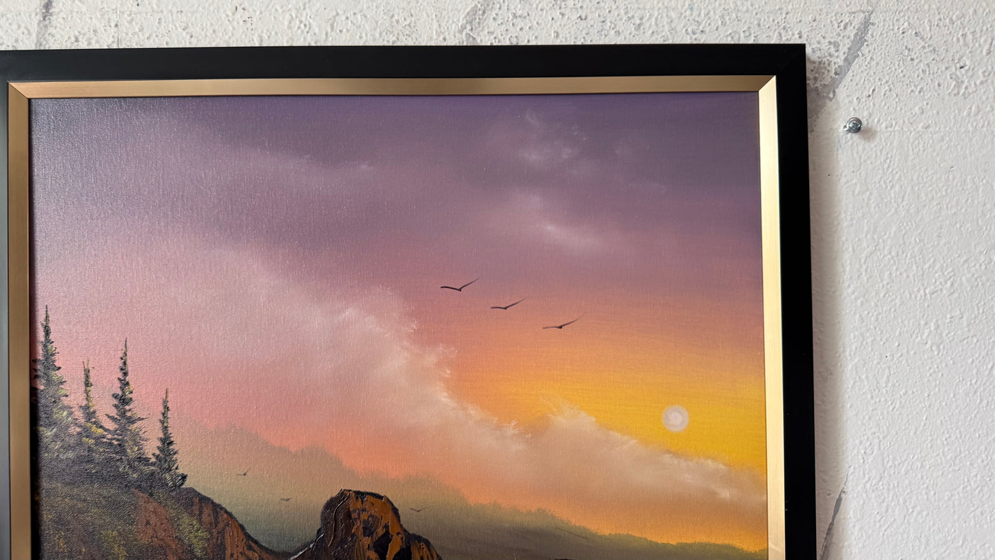 Painting #2438 - 20x24" Framed Canvas - West Coast Seascape painted 5-15-26