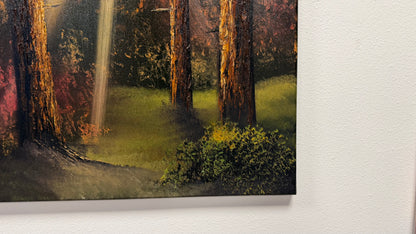 Painting #2521 - 20x24" Canvas - Sunset Forest Landscape painted 7-20-26