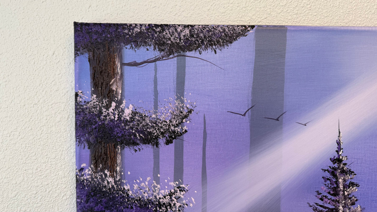 Painting #2108 - 20x24" Canvas - Cabin in the Woods painted 10-18-25