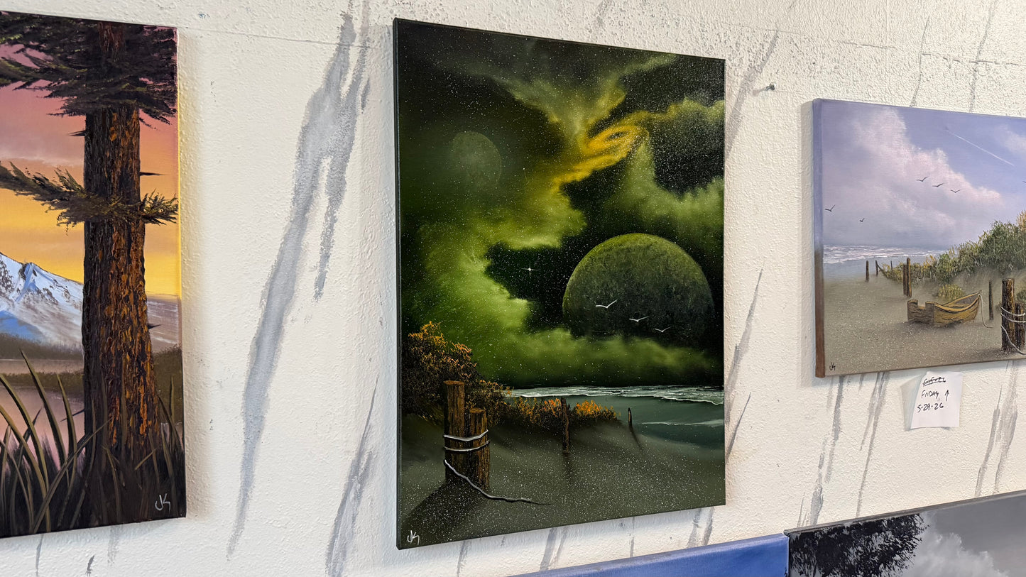 Painting #2464 - 18x24" Canvas - Space Seascape painted 5-28-26