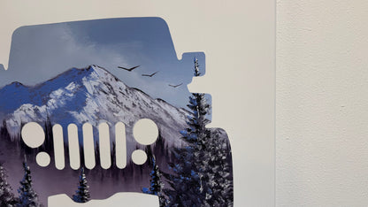 Painting #2544 - 16x20" Canvas - Jeep - Sunset Mountain Landscape painted 8-8-26
