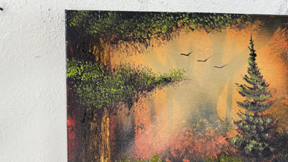 Painting #2059 - 16x20" Canvas - Autumn Waterfall Landscape painted 9-16-25