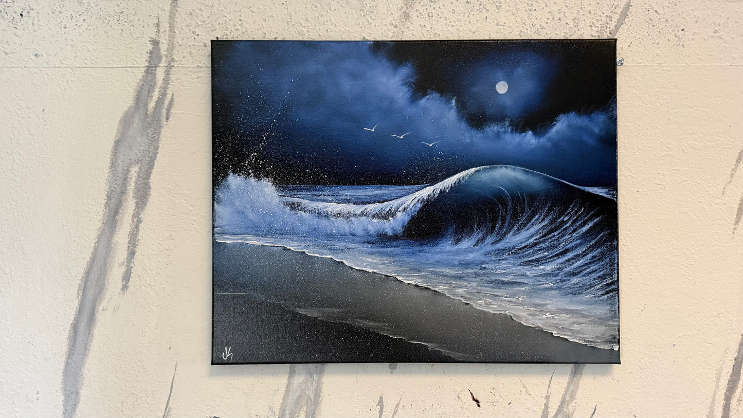 Painting #2351 - 16x20" Canvas - Crashing Wave Seascape painted 3-23-26