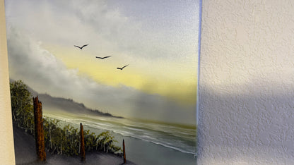 Painting #2497 - 16x20" Canvas - Blue Sky Seascape painted 6-29-26