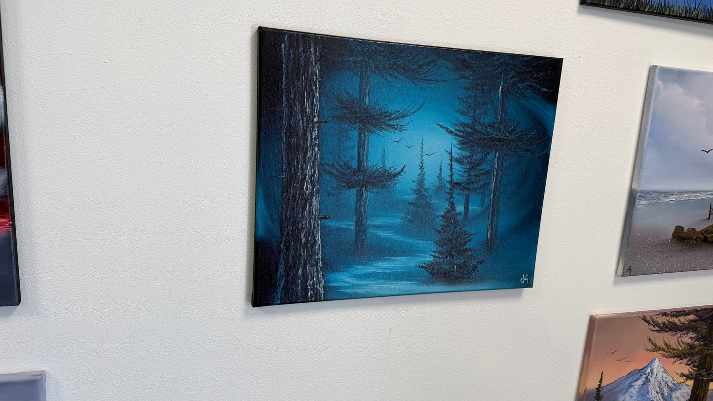 Painting #2555 - 16x20" Canvas - Fantasy Forest Landscape painted 8-18-26