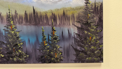 Painting #2535 - 20x24" Canvas - Mountain Lake Landscape painted 7-31-26