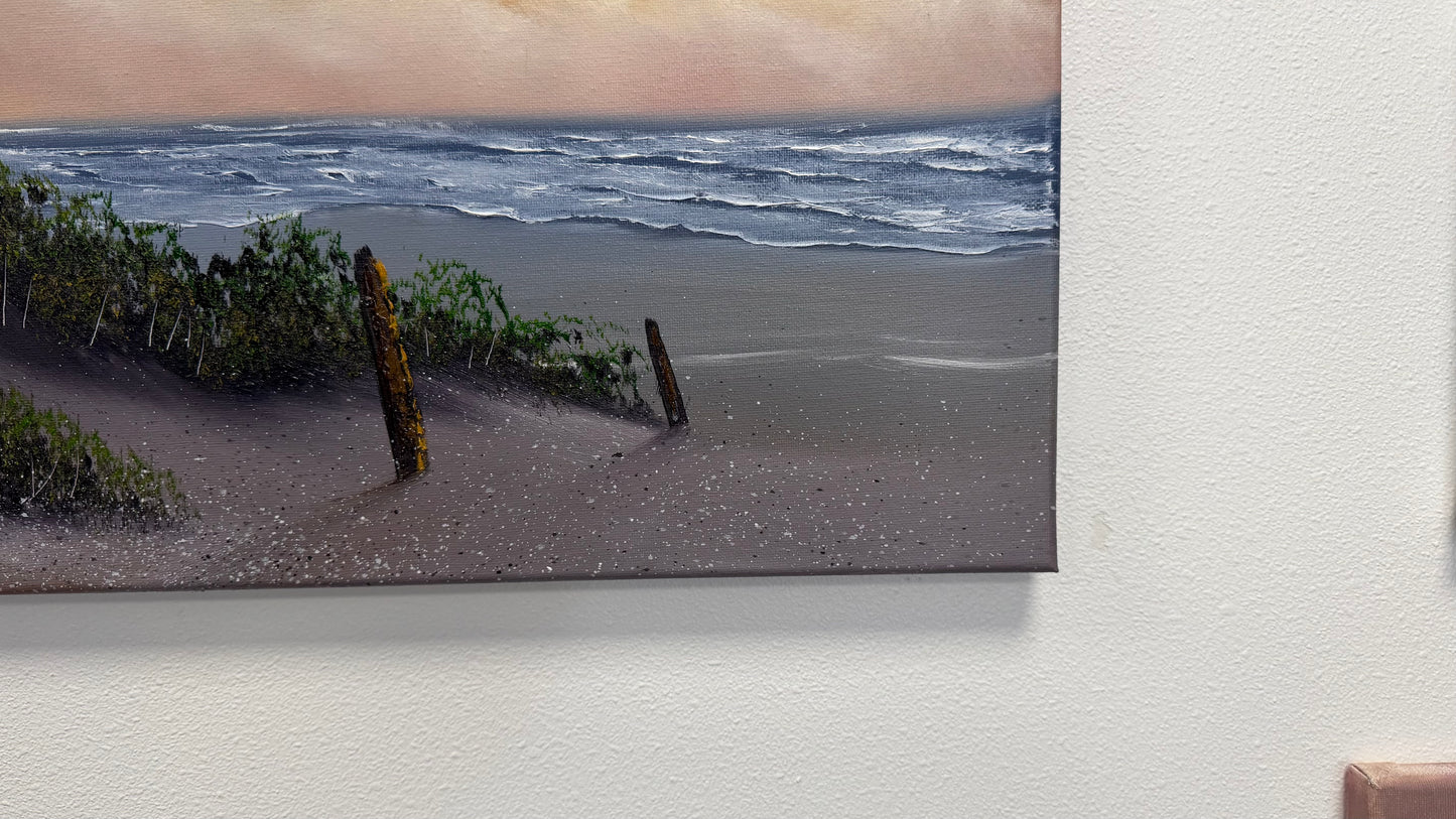 Painting #2537 - 16x20" Canvas - East Coast Surise Seascape painted 8-2-26
