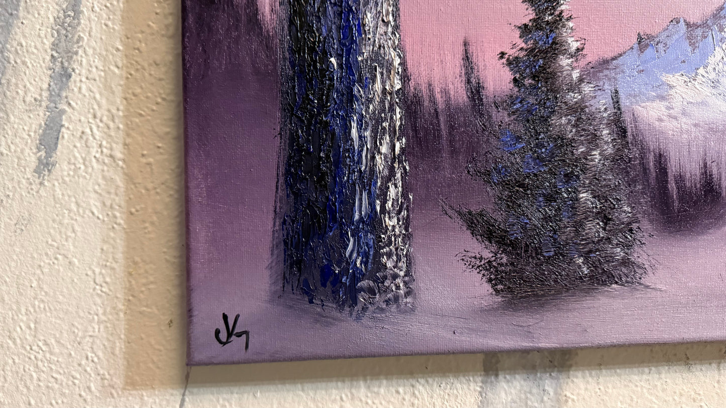 Painting #2453 - 16x20" Canvas - Sunrise Winter Landscape painted 5-22-26