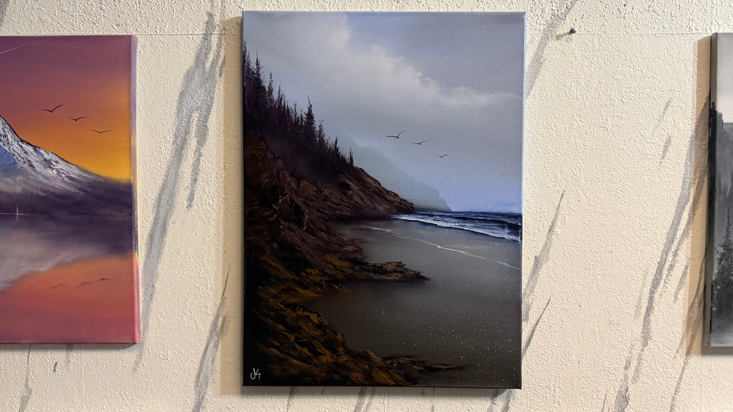 Painting #2240 - 18x24" Canvas - Oregon Coast Seascape painted 1-16-26