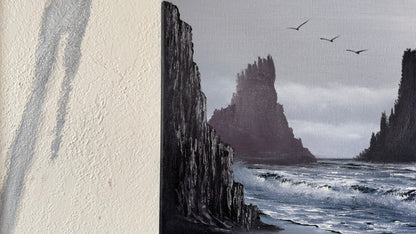 Painting #2397 - 16x20" Canvas - Icelandic Coastal Seascape painted 4-18-26