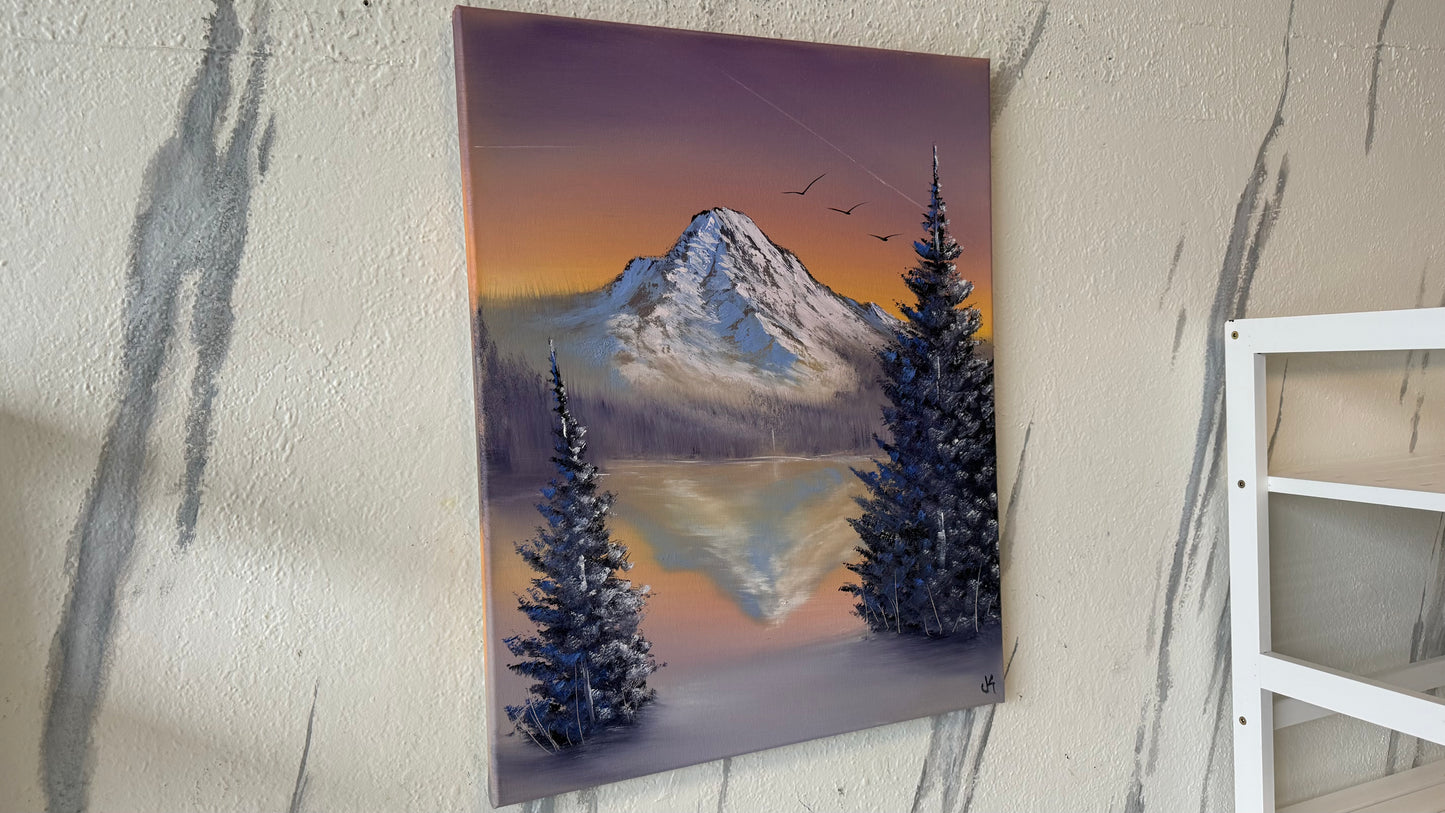Painting #2171 - 16x20" Canvas - Trillium Lake Mt Hood painted 12-5-25