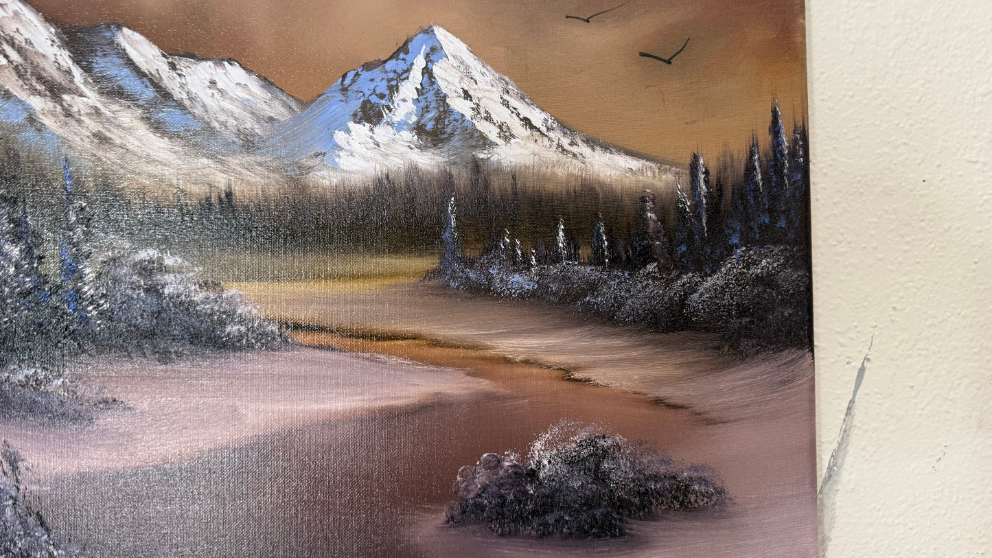 Painting #2270 - 16x20" Canvas - Mountain River Valley painted 2-5-26