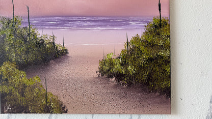 Painting #2120 - 18x24" Canvas - Sunset Cattails Seascape painted 10-25-25