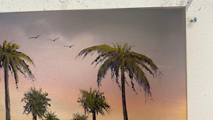 Painting #2246 - 16x20" Canvas - Palm Tree Drive painted 1-19-26