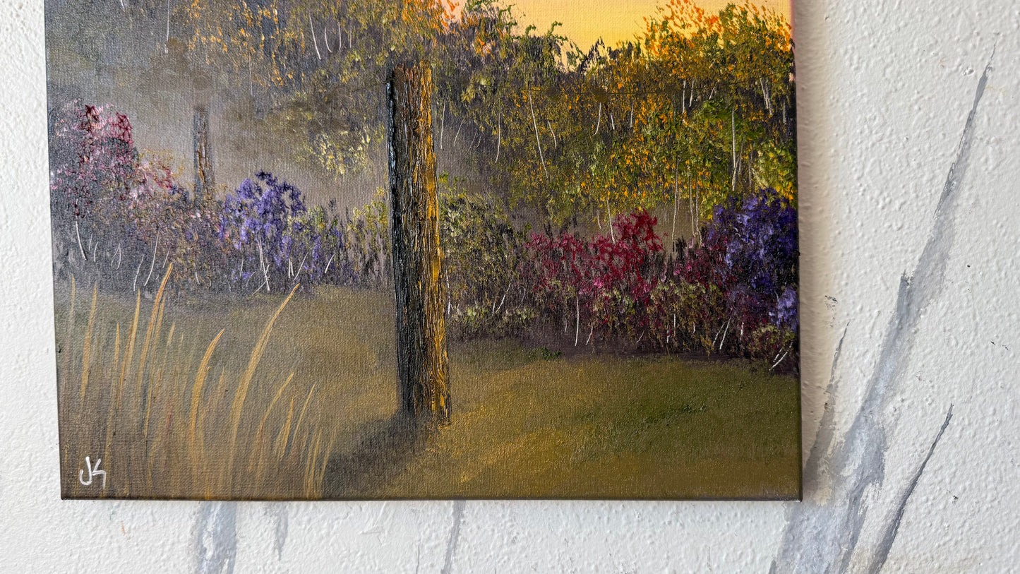 Painting #2446 - 16x20" Canvas - Sunset Fence Post painted 5-19-26