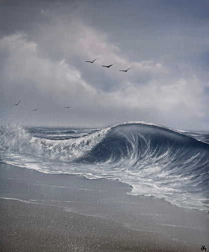 Painting #2436 - 20x24" Canvas - Crashing Wave Seascape painted 5-14-26